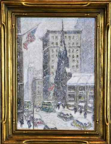 Appraisal: GUY CARLTON WIGGINS OIL PAINTING ON BOARDTitled '' Winter Storm