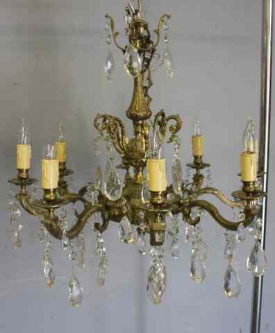 Appraisal: Gilt Metal Light Chandelier From a Manhattan NY estate Dimensions