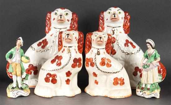 Appraisal: Two pair of Staffordshire dogs and a pair of Staffordshire