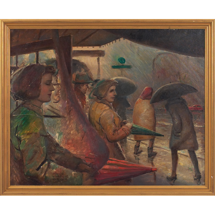 Appraisal: William Francis Vandeveer Kughler American - ''Umbrellas '' c oil