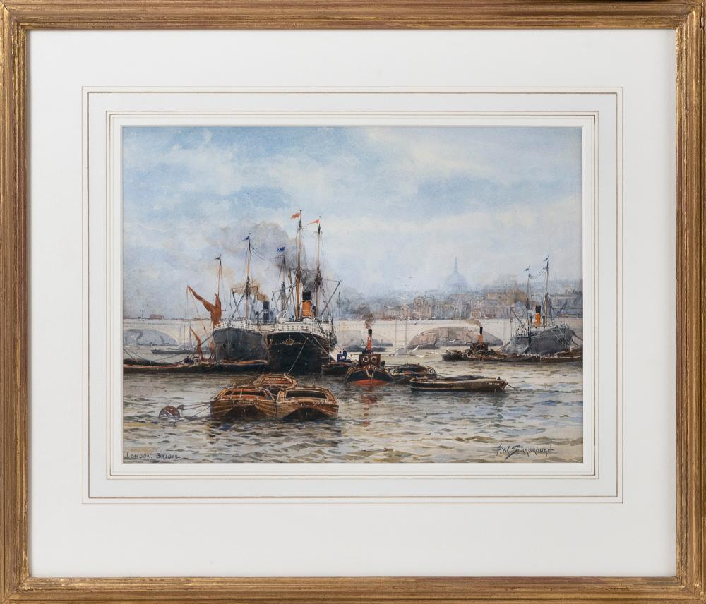 Appraisal: FREDERICK WILLIAM SCARBROUGH UNITED KINGDOM - LONDON BRIDGE WATERCOLOR ON