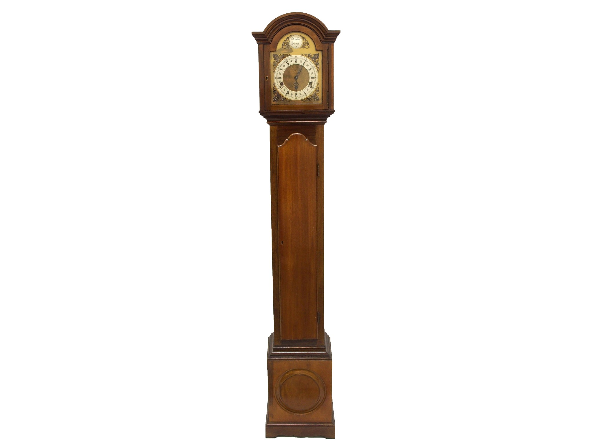 Appraisal: A mahogany grandmother clockthe brass face with silvered dial tempus