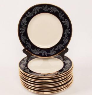 Appraisal: SET OF COBALT AND GOLD BANDED PLATES SET OF COBALT