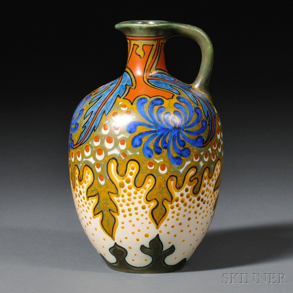 Appraisal: Zuid Holland Gouda Rhodian Sana Pattern Pottery Jug Netherlands c