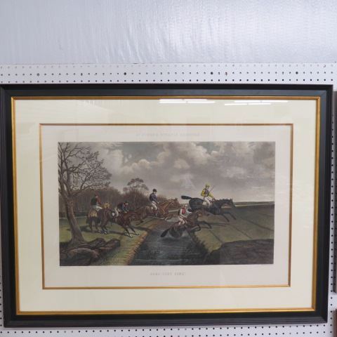 Appraisal: McQueen Steeple Chase Engraving by Charles Hunt image area x