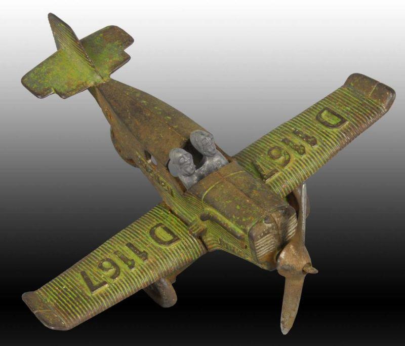 Appraisal: Cast Iron Hubley Bremen Airplane Toy Description Painted green nickel