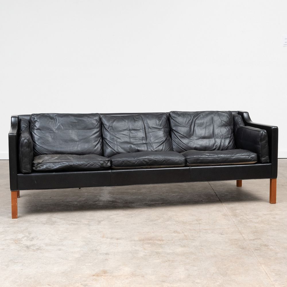 Appraisal: Borge Mogensen Three Seat Leather Sofa x ft x in