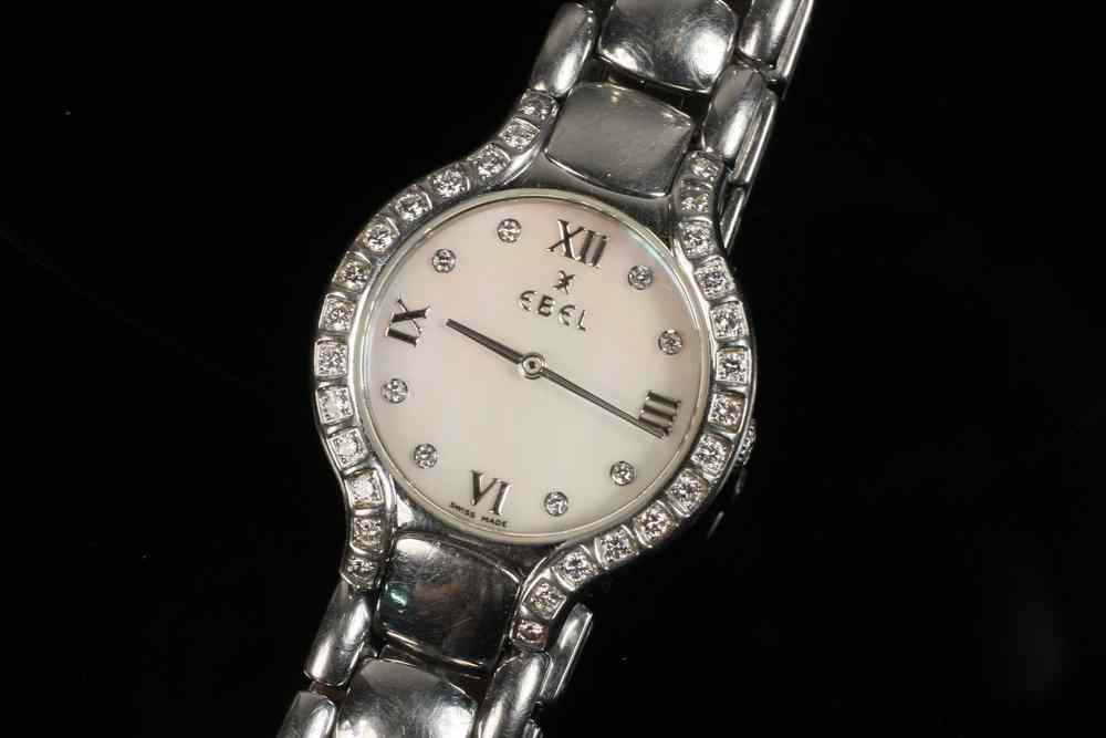 Appraisal: LADY'S WATCH - Ebel Beluga model stainless steel and diamond