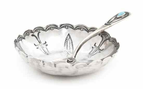 Appraisal: Two Native American Silver Articles comprising a circular bowl having