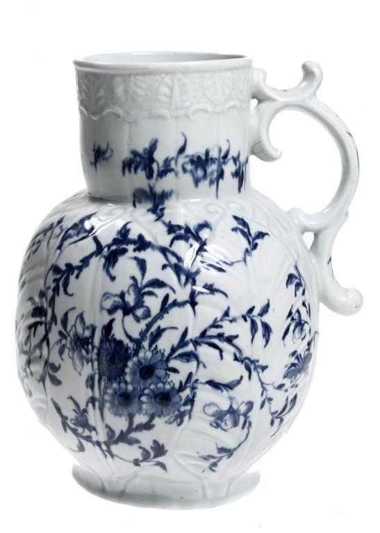 Appraisal: A WORCESTER CABBAGE LEAF MOULDED JUG painted in underglaze blue