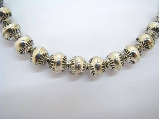 Appraisal: Sterling Navajo Beads by Rose Martin approximately '' long