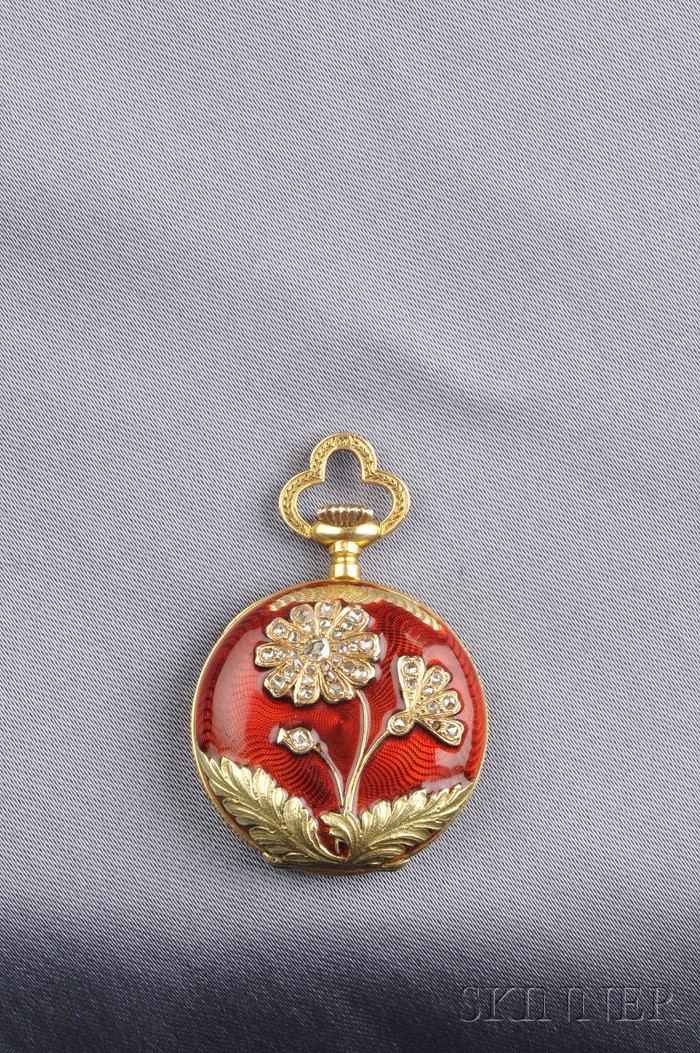 Appraisal: Art Nouveau Lady's kt Gold Enamel and Diamond Pocket Watch