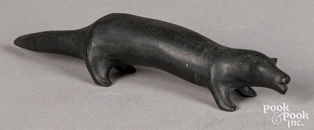 Appraisal: Lucy Amarook soapstone carved stone otter Lucy Amarook soapstone carved