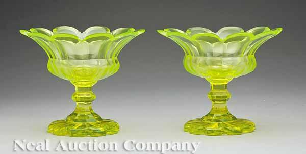 Appraisal: A Pair of Anglo-Irish Cut Crystal Compotes th c of