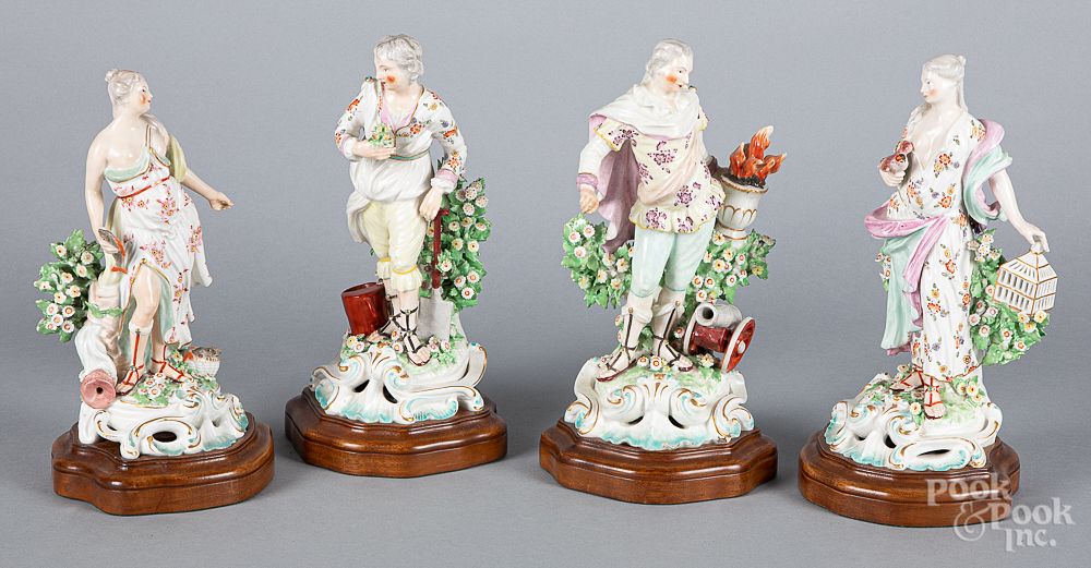 Appraisal: Set of four Chelsea porcelain figures Set of four Chelsea