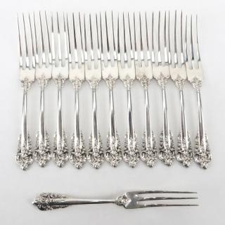 Appraisal: Set of Twelve Wallace Grand Baroque Sterling Silver Strawberry Forks