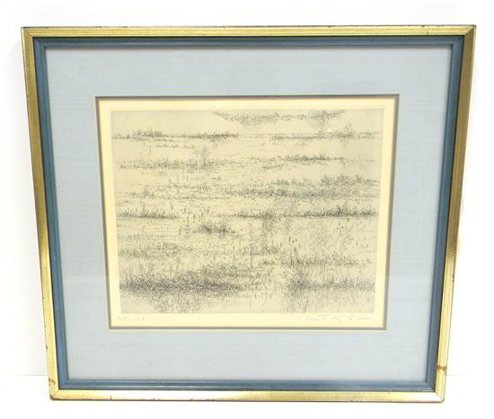 Appraisal: Peterdi etching ''Sea Marshes in Winter'' framed ss '' h