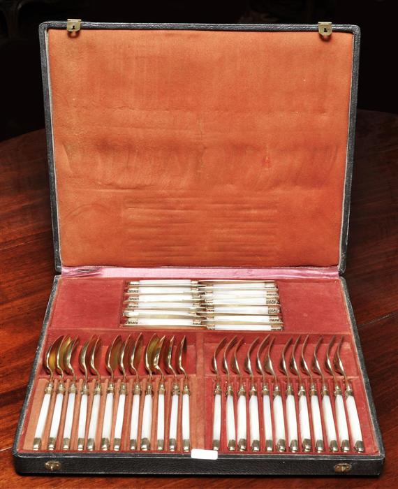 Appraisal: VERMEIL DESSERT CUTLERY France th century With maker's marks Mother