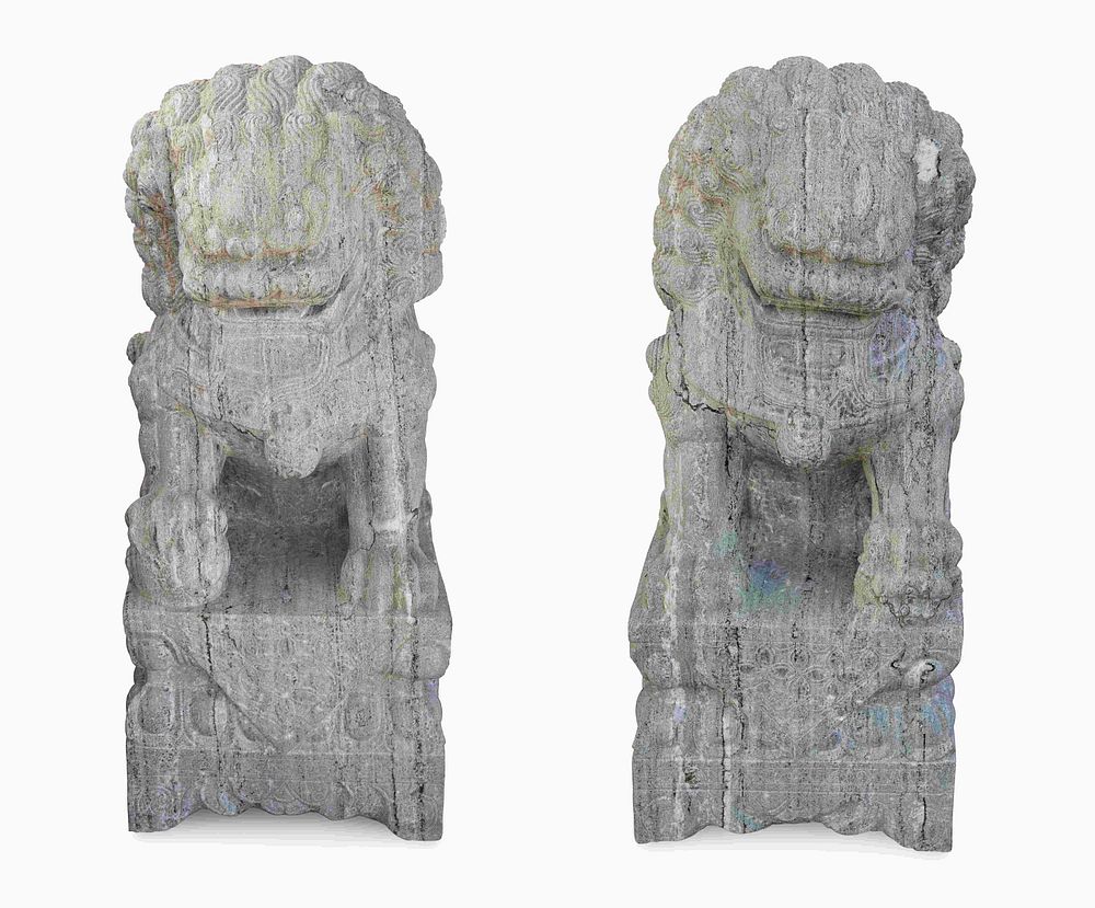 Appraisal: A Pair of Large Chinese Carved Green Marble Fu-Lions Height