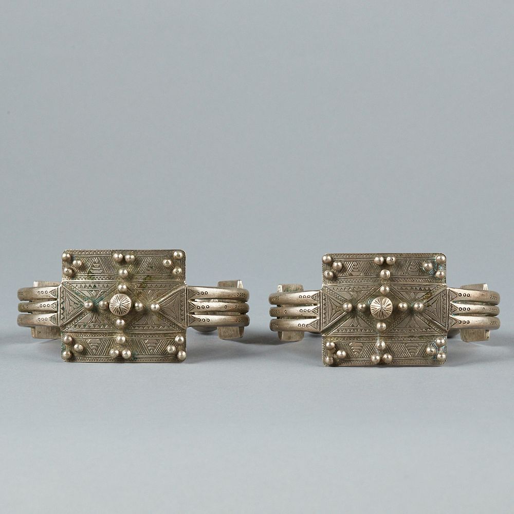 Appraisal: Pair of Bedu Bedouin North African Silver Arm Cuffs Bedu