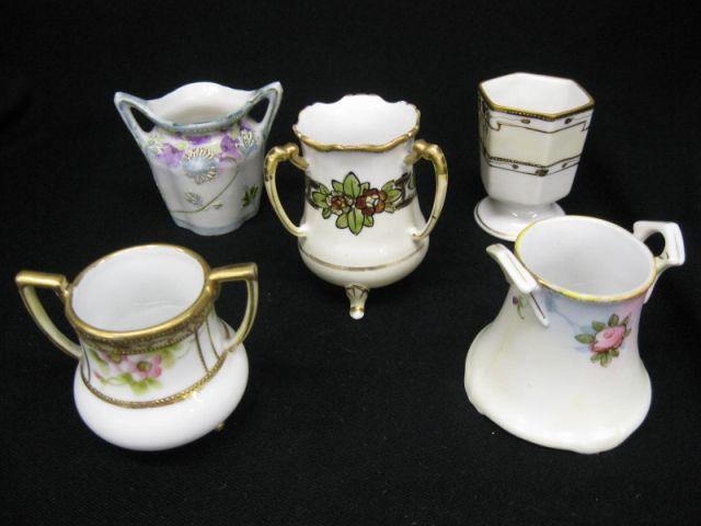 Appraisal: Nippon Porcelain Toothpick Holders handpainted to excellent