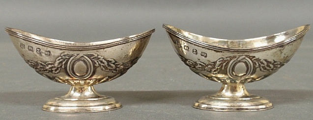 Appraisal: - Pair of English silver master salts h x l