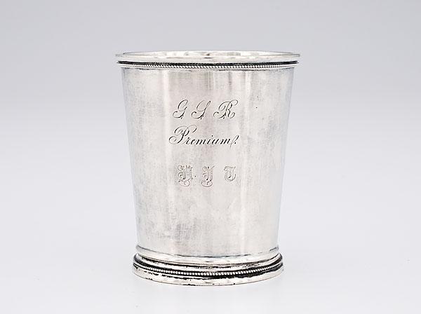 Appraisal: J J BANGS CINCINNATI COIN SILVER JULEP CUP American Cincinnati