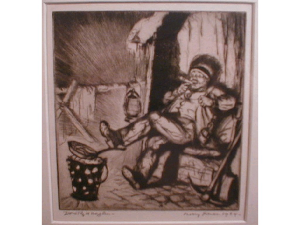 Appraisal: Dorothy M Morgan Merry Xmas etching signed and titled in