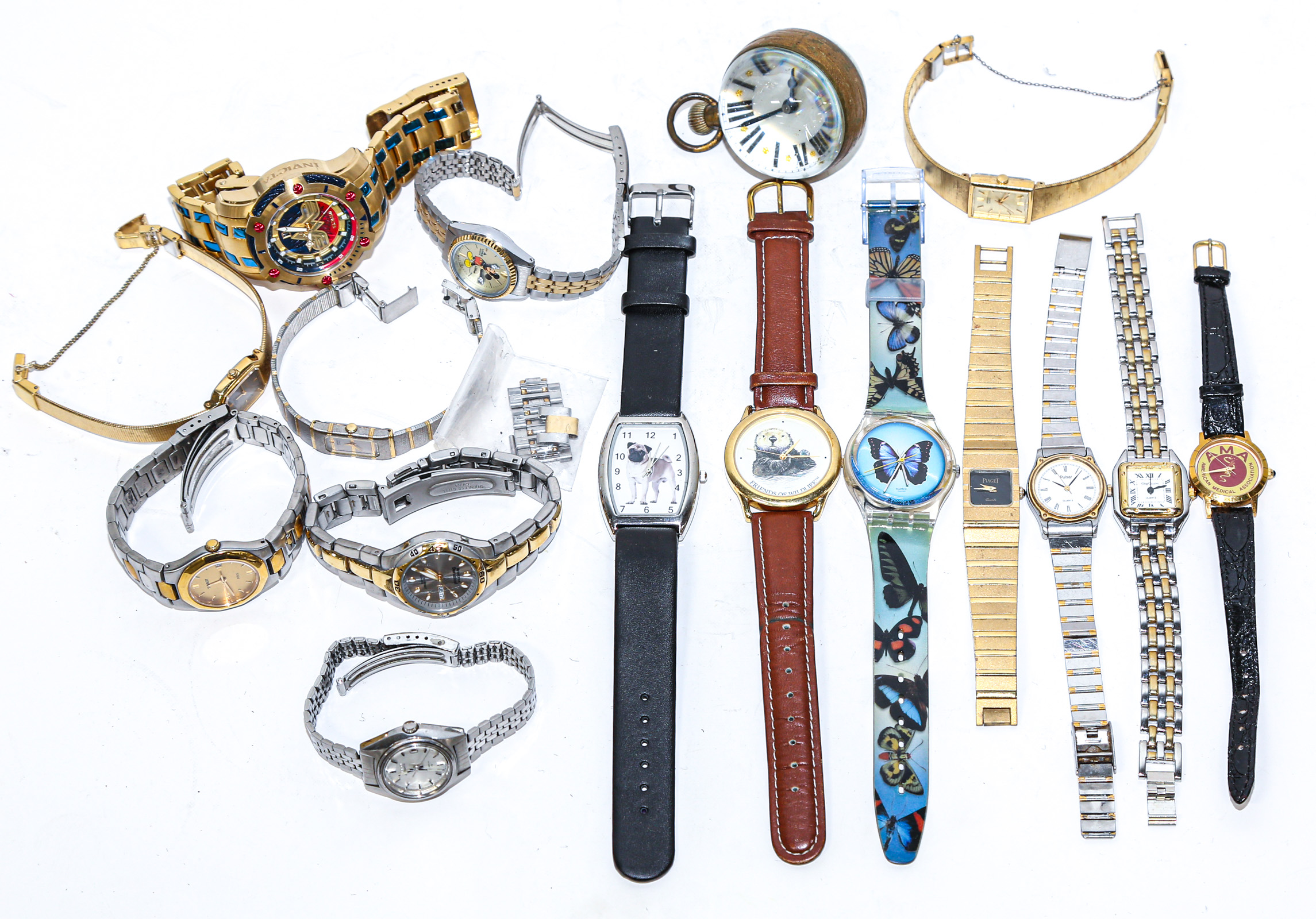 Appraisal: SELECTION OF WATCHES A PAPERWEIGHT CLOCK Watches include Seiko Invicta