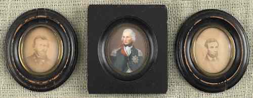 Appraisal: Miniature watercolor on ivory portrait of a gentleman in military