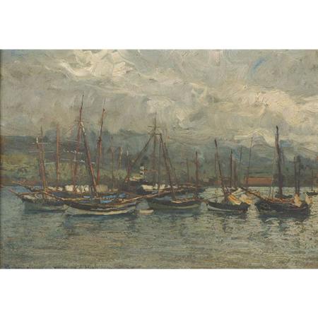 Appraisal: Giorgio Belloni Italian - Moored Fishing Boats Estimate -