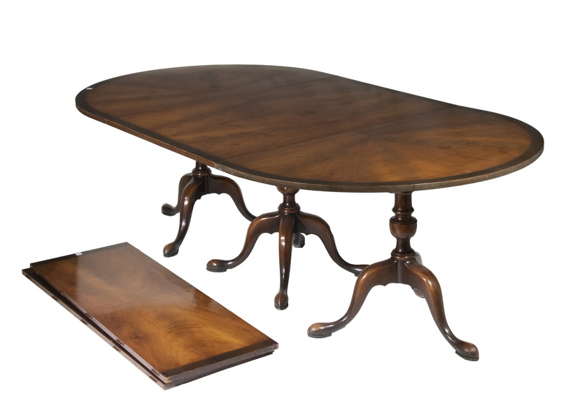 Appraisal: REGENCY THREE-PART TILT TOP DINING TABLE WITH LEAVES Round to