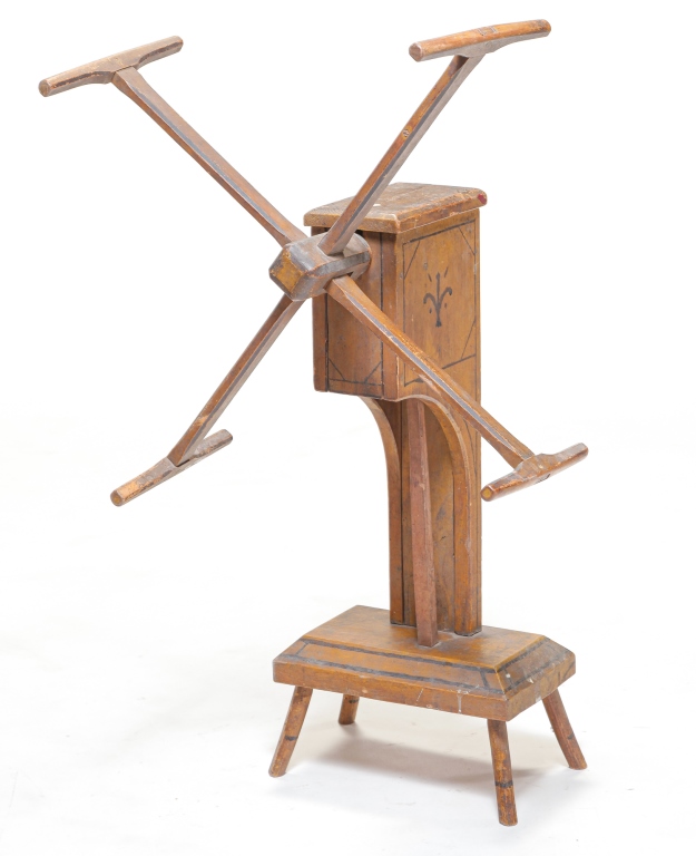 Appraisal: AMERICAN PAINT-DECORATED YARN WINDER Second quarter th century mixed woods