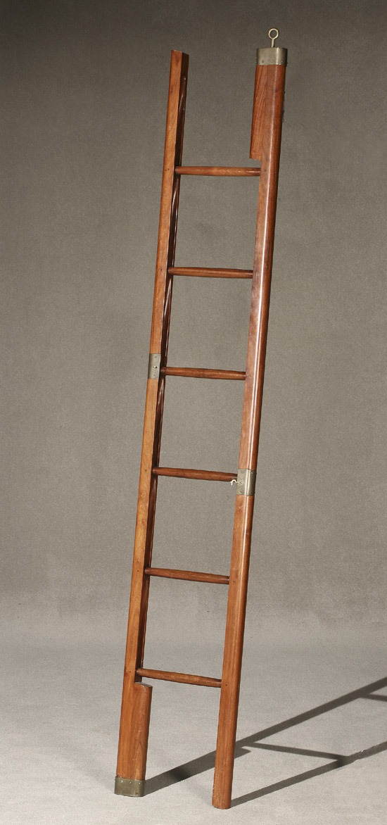 Appraisal: George III Style Brass Mounted Mahogany Folding Library Ladder Late