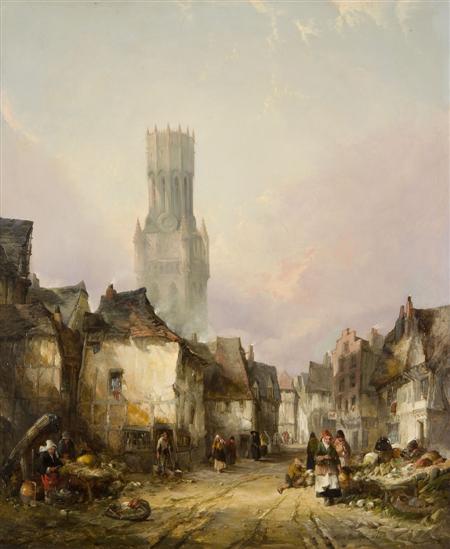 Appraisal: ALFRED MONTAGUE R B A - MARKET STREET SCENE BRUGES