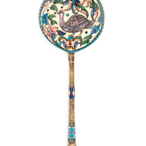 Appraisal: A Russian Shaded Enamel Silver Spoon Mark of D Nikolayev