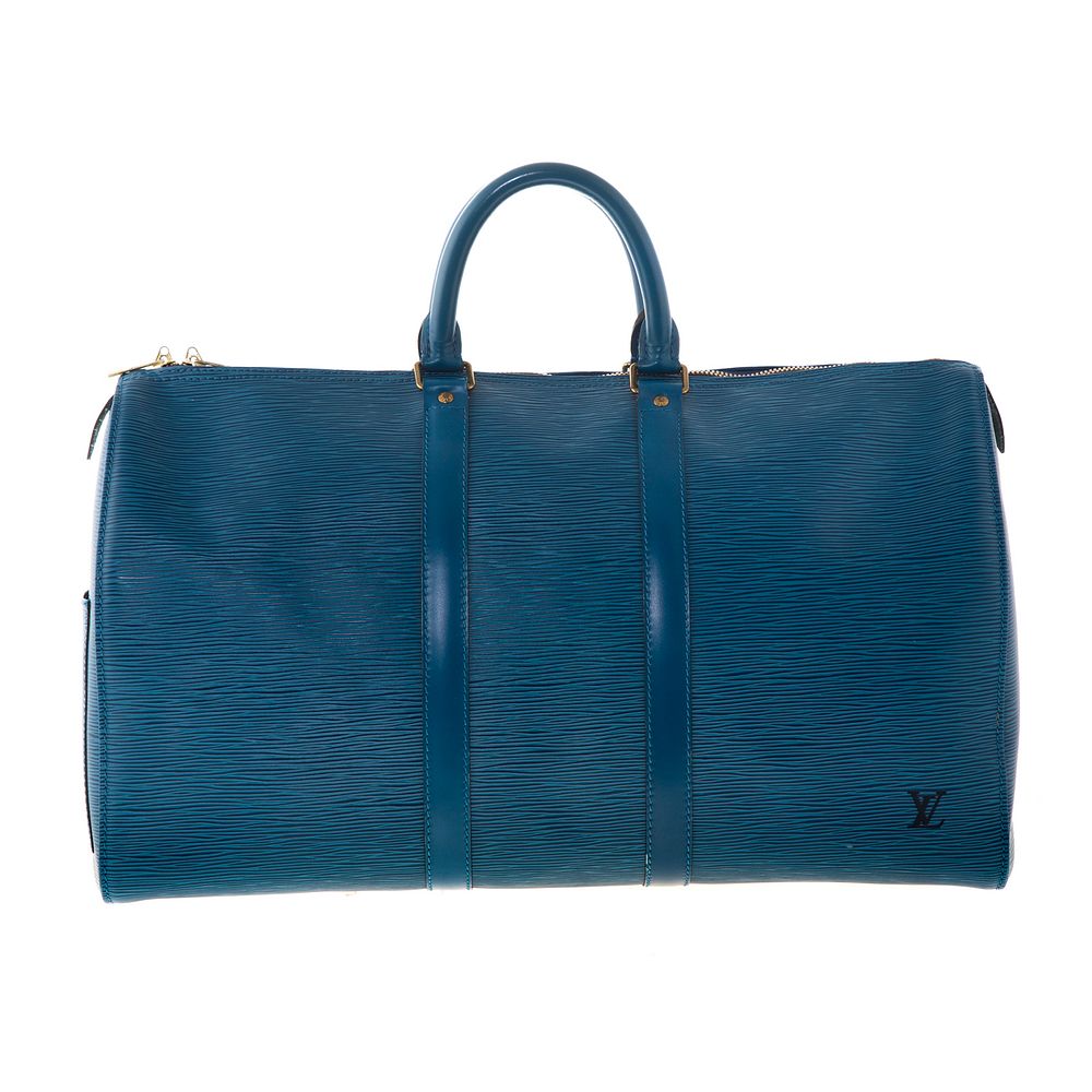 Appraisal: A Louis Vuitton Epi Keepall A blue Epi leather Louis