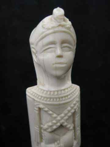 Appraisal: Carved Ivory Figure Egyptian '' plus horn base