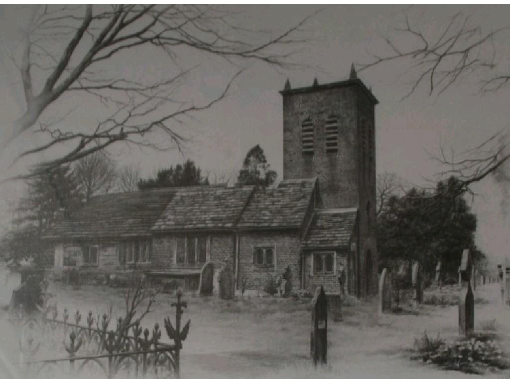 Appraisal: MARC GRIMSHAW PENCIL DRAWING 'St Werburgh Church Warburton Cheshire'signed titled