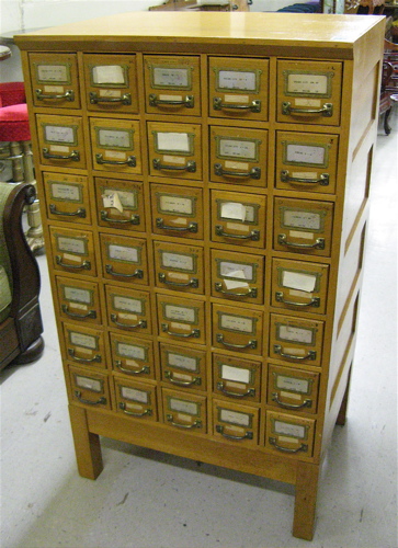 Appraisal: AN OAK INDEX CARD FILE CHEST American mid th century