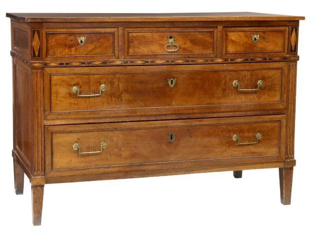 Appraisal: French Louis XVI style walnut commode early th c having