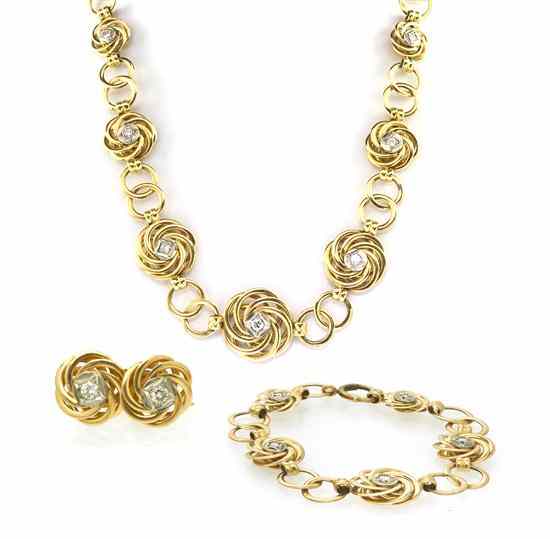 Appraisal: A Karat Yellow Gold and Diamond Parure consisting of a