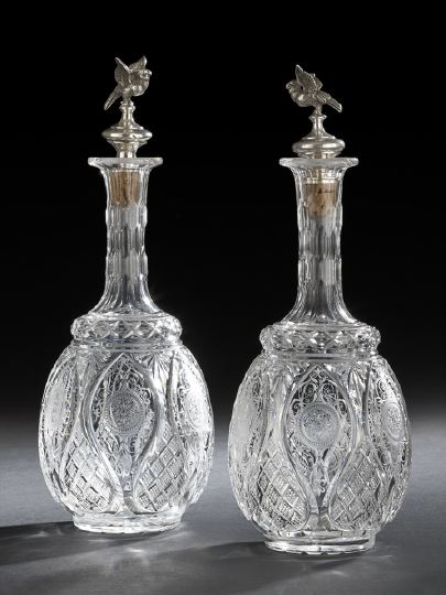 Appraisal: Fine Pair of English Cut and Engraved Glass Decanters fourth