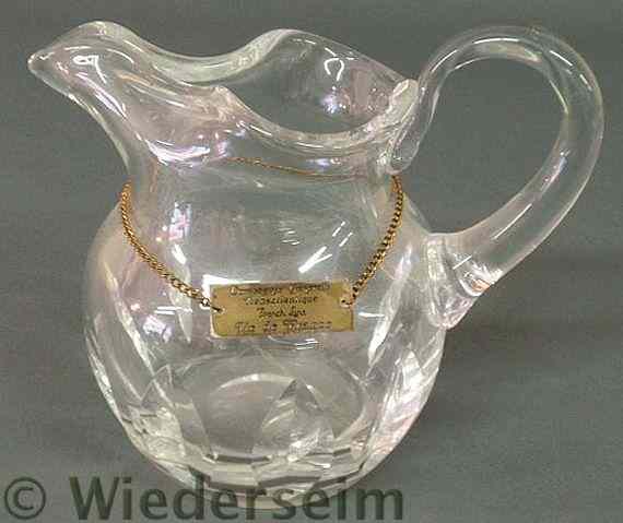 Appraisal: Lead crystal water pitcher signed Cristal St Louis France And