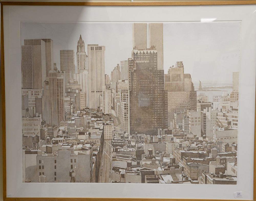 Appraisal: Philip Pearlstein B lithograph View over Soho Lower Manhattan pencil