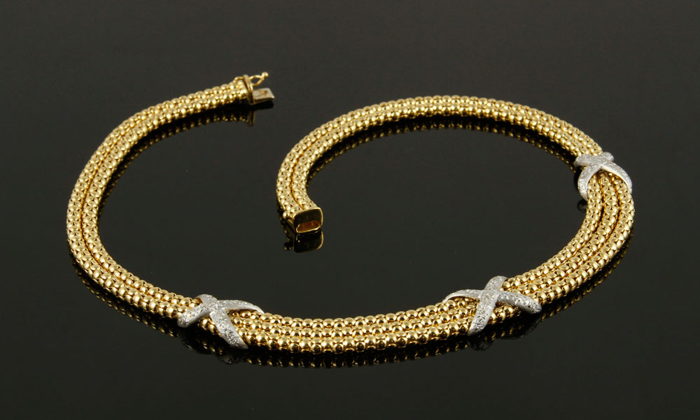 Appraisal: - K Gold and Diamond Necklace K white and yellow