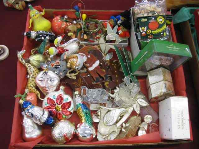 Appraisal: Lot of Christmas Ornaments includeshandblown redware pottery shell and more