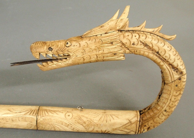 Appraisal: - Asian carved bone cane the handle in the form