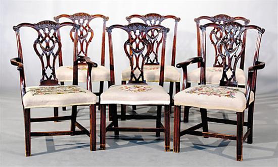 Appraisal: George III style carved mahogany dining chairs set of six