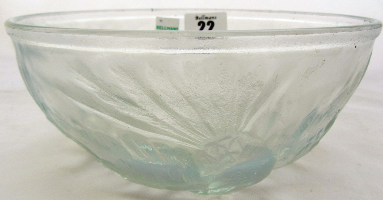 Appraisal: A clear and frosted glass bowl early th century the